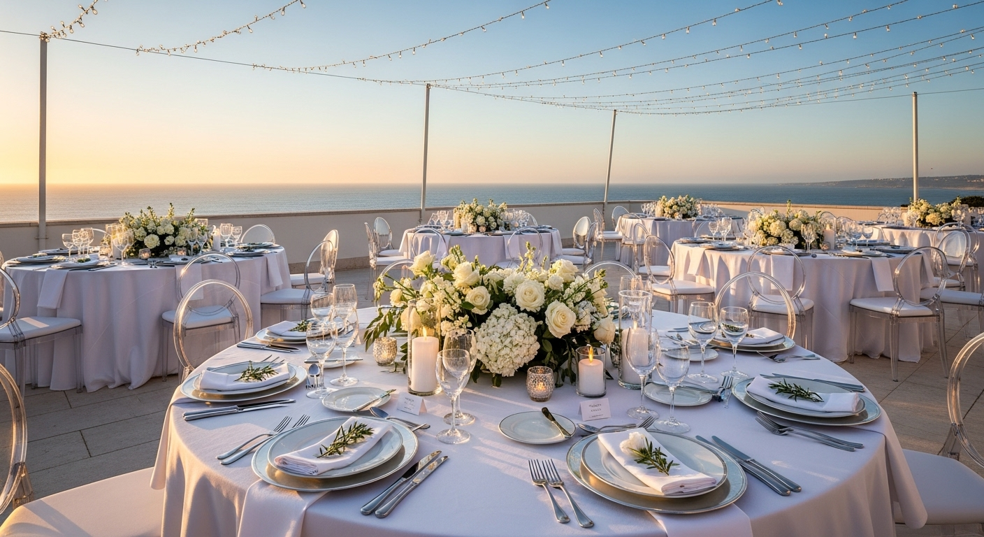 Evening event on a private villa terrace in Cascais, Portugal
